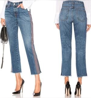 NWT Hudson Luxe Crop Riley Relaxed Straight Leg Jeans 100% Cotton Size 27